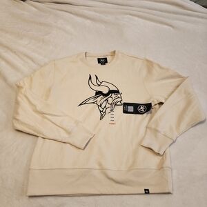 47 Beige Crewneck Sweater with Viking Graphic